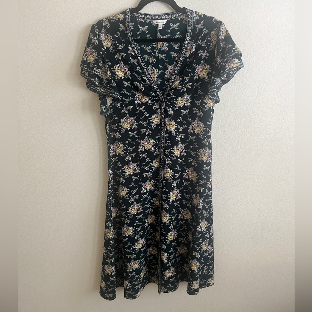 Max Studio Green Floral MIDI Button down dress.